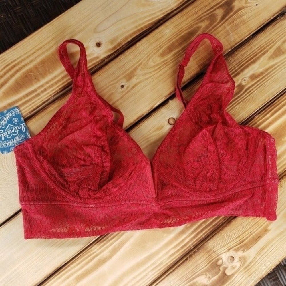 (M) Free People Tameeka Red Lace Bra